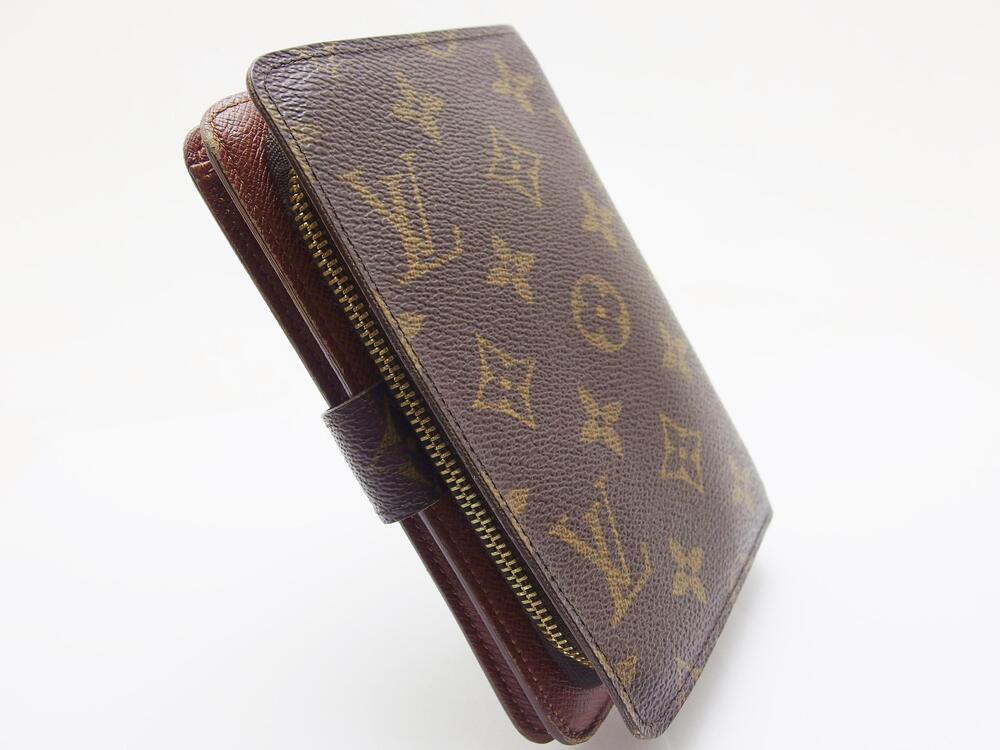 Louis Vuitton Porte Bi Papier Zip fold Wallet Monogram Brown